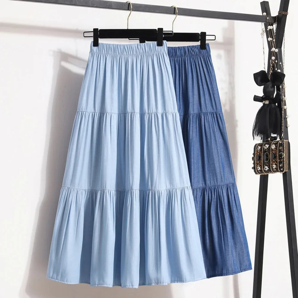 Women's Summer Fashion High-Waist Pleated A-Line Skirt