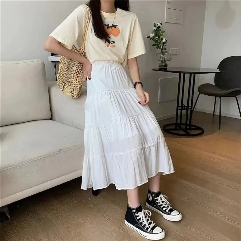 Women's Summer Fashion High-Waist Pleated A-Line Skirt