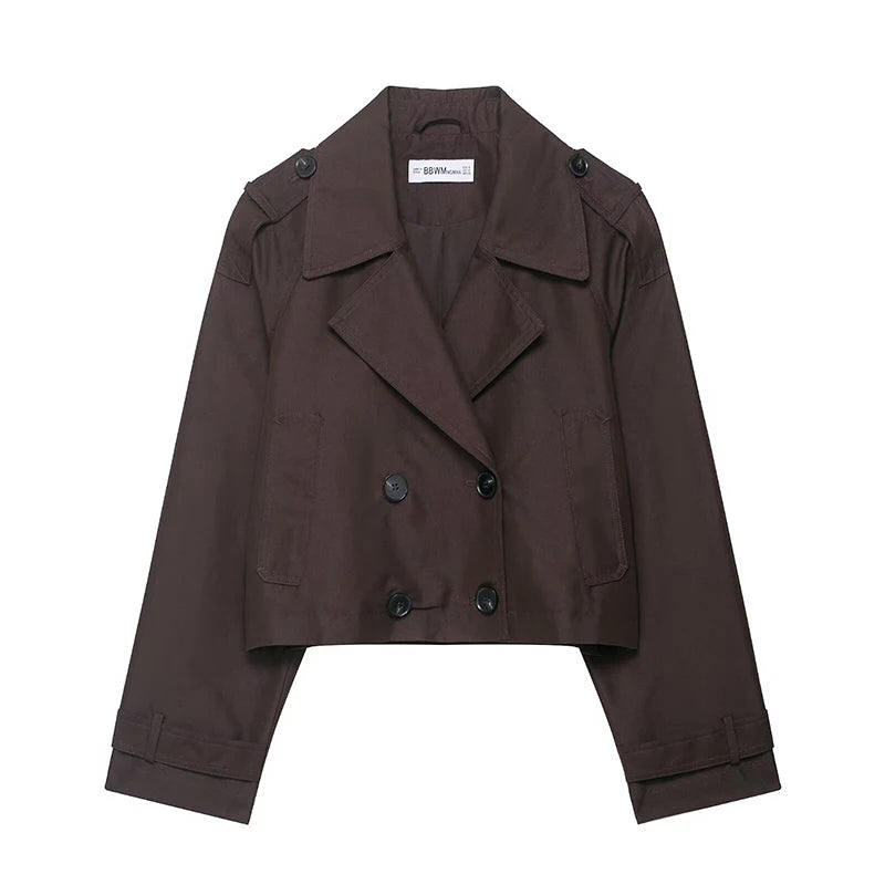Women's Fashion Double-Breasted Short Trench Coat