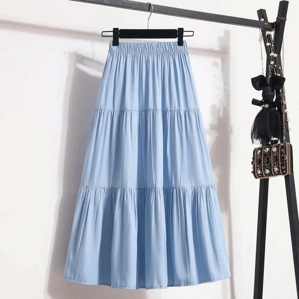 Women's Summer Fashion High-Waist Pleated A-Line Skirt